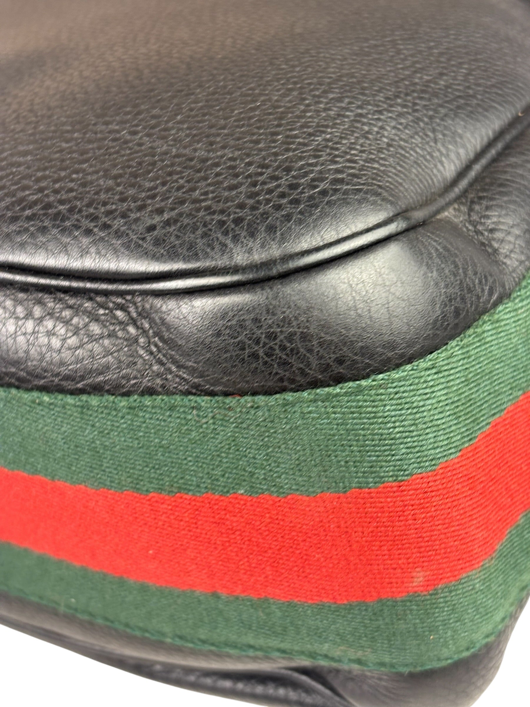 Gucci Black Leather Heritage Horsebit Hobo Bag