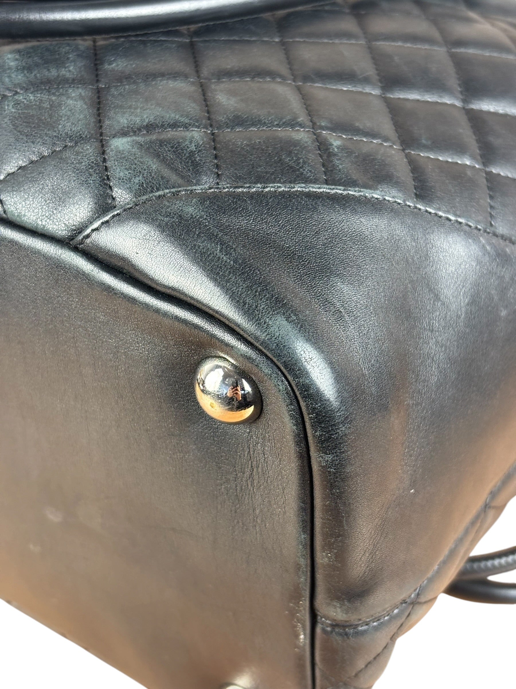 Chanel Black Leather Cambon Ligne large Tote Shoulder Bag 2004