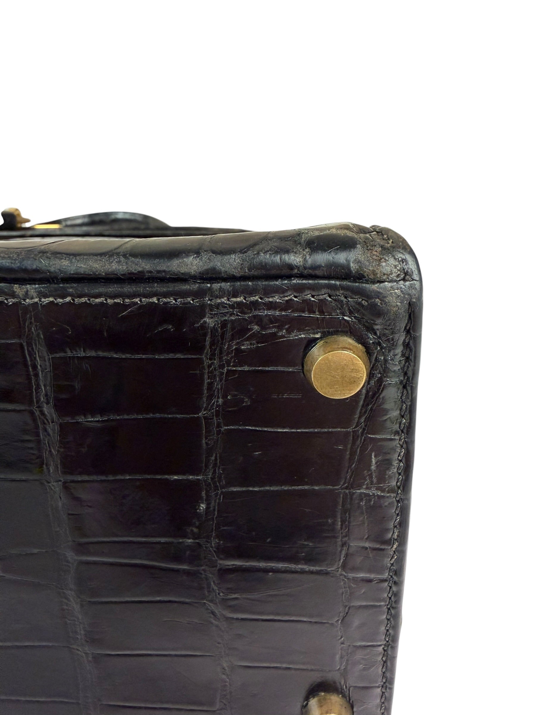 Hermes 1985 Black Crocodile Kelly 35