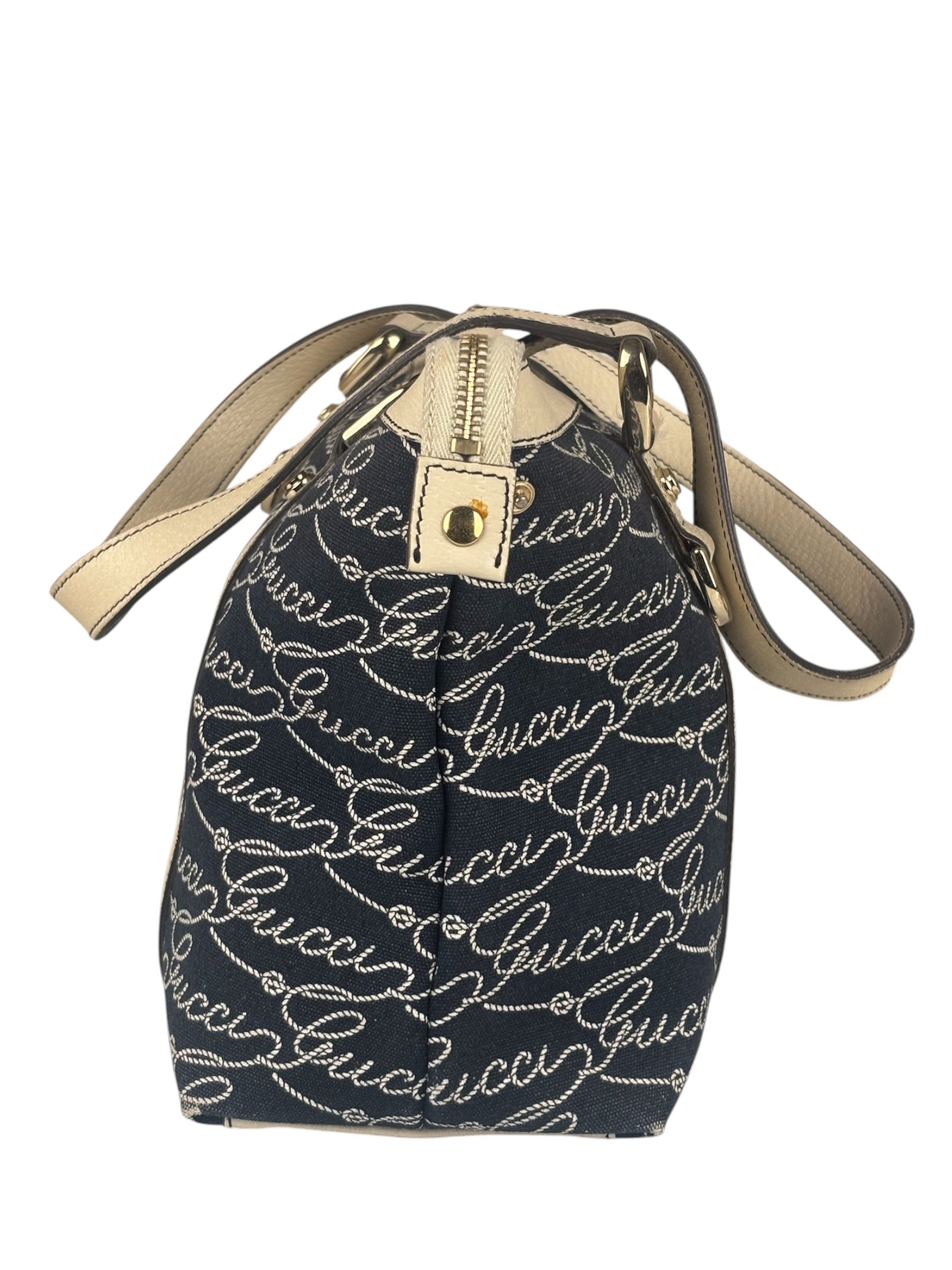 Gucci Western Logo Denim Abbey Zip Tote