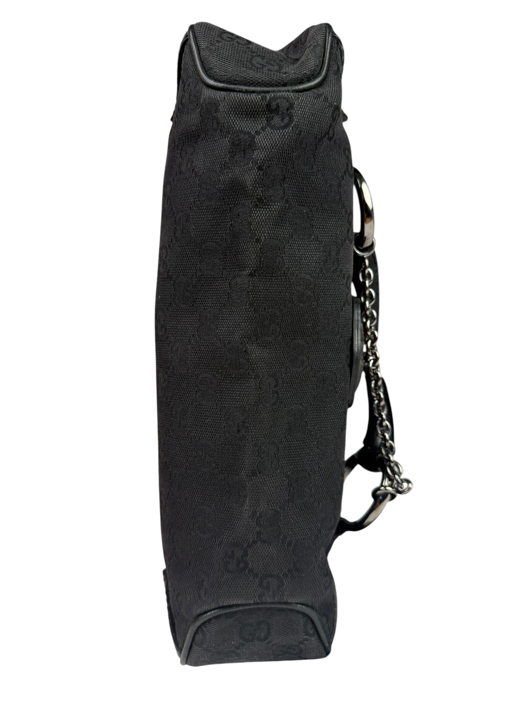 Gucci GG Vintage Black Horsebit Flap Shoulder Bag