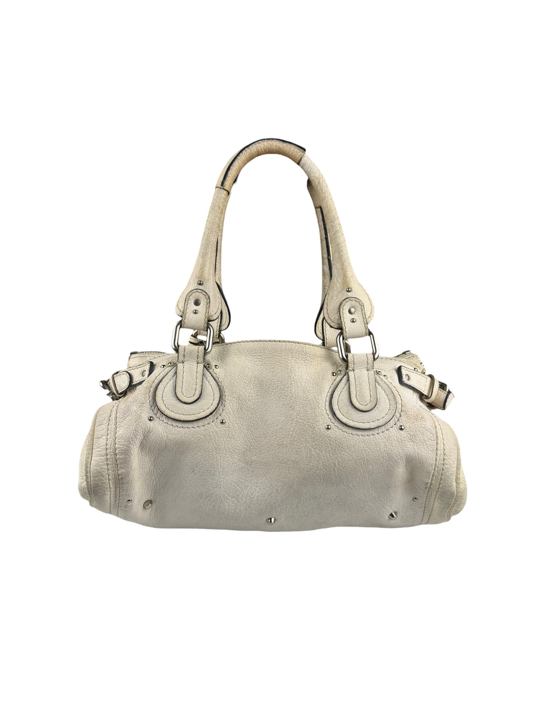 Chloé White Leather Paddington Handbag (Repainted)