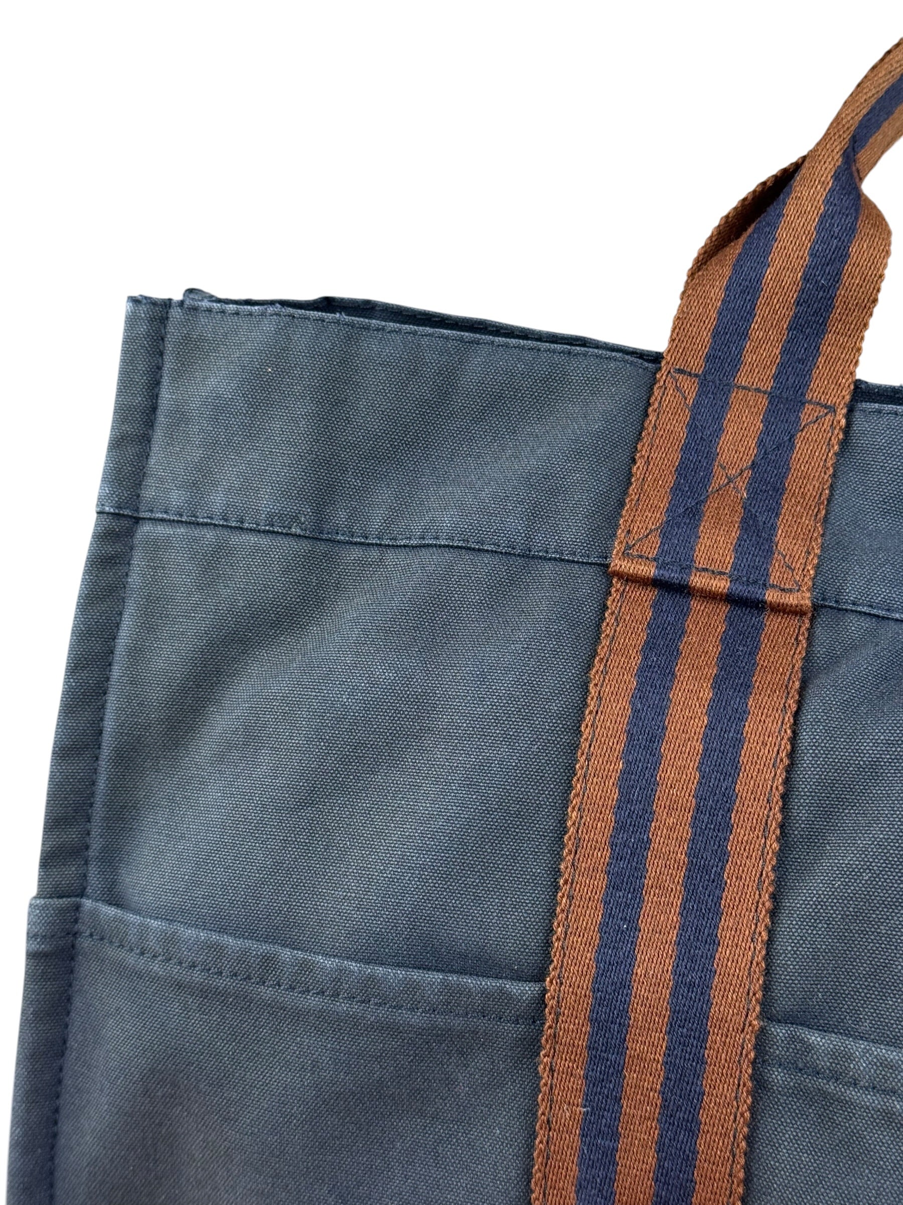 Hermes Vintage Blue/Brown Fourre-Tout Canvas Tote Bag MM