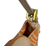Fendi Orange Leather Trim/Satin Swirl Print Mini Baguette
