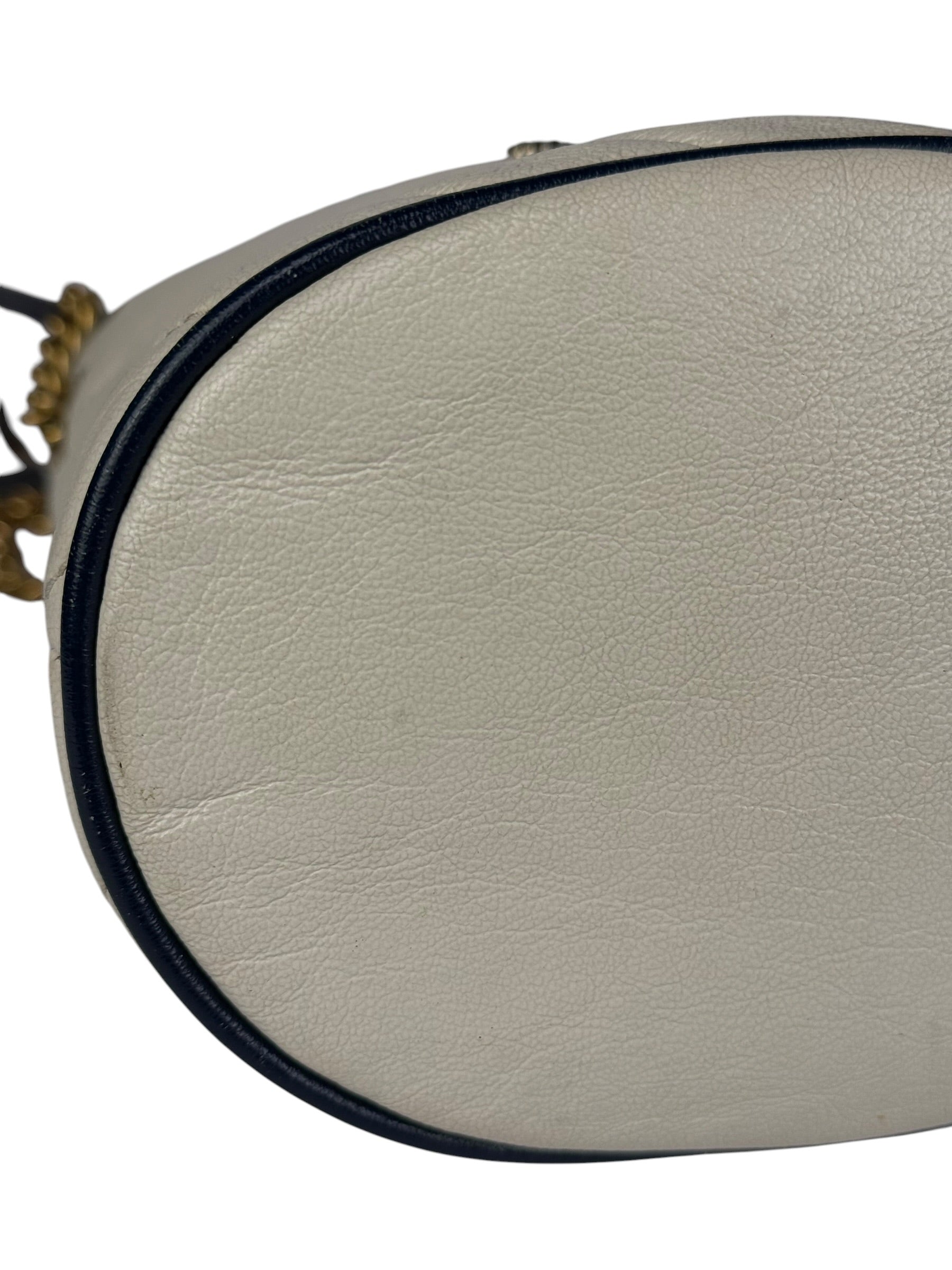 Gucci GG Ivory Leather Marmont Chain Bucket Bag