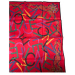 Celine Vintage Red Alphabet Print Handkerchief/Scarf