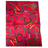 Celine Vintage Red Alphabet Print Handkerchief/Scarf