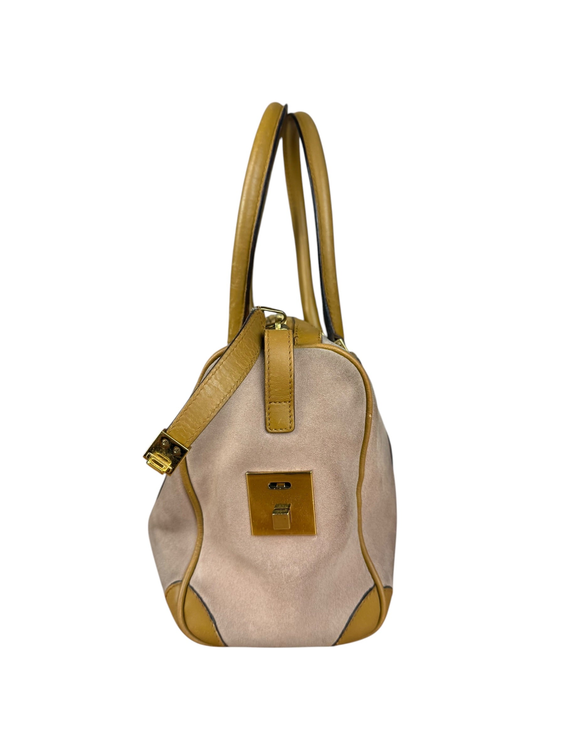 Gucci Vintage Pink Suede Mini Boston Handbag