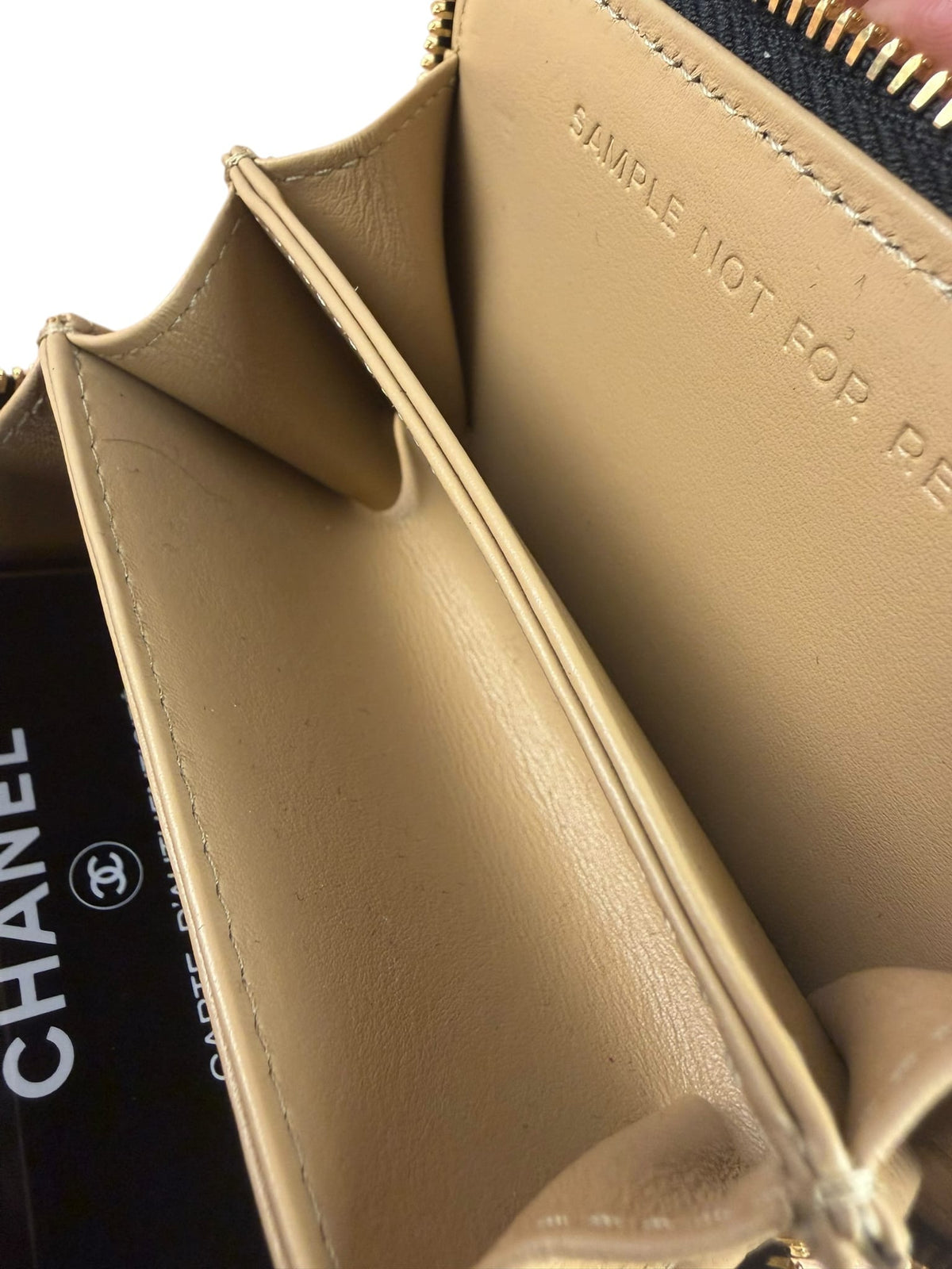Chanel Black Quilted Leather Golden Plate Nano Vanity Case 2021