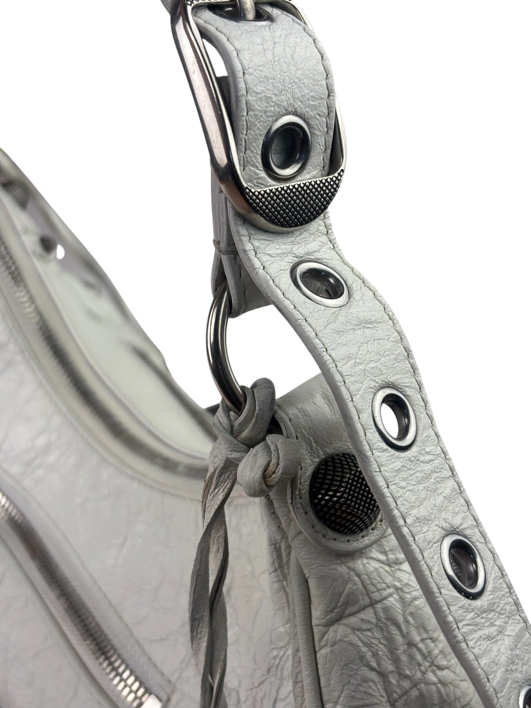 Balenciaga White Lambskin Le Cagole Shoulder Bag