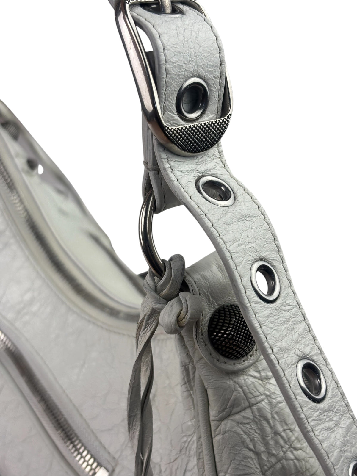 Balenciaga White Lambskin Le Cagole Shoulder Bag