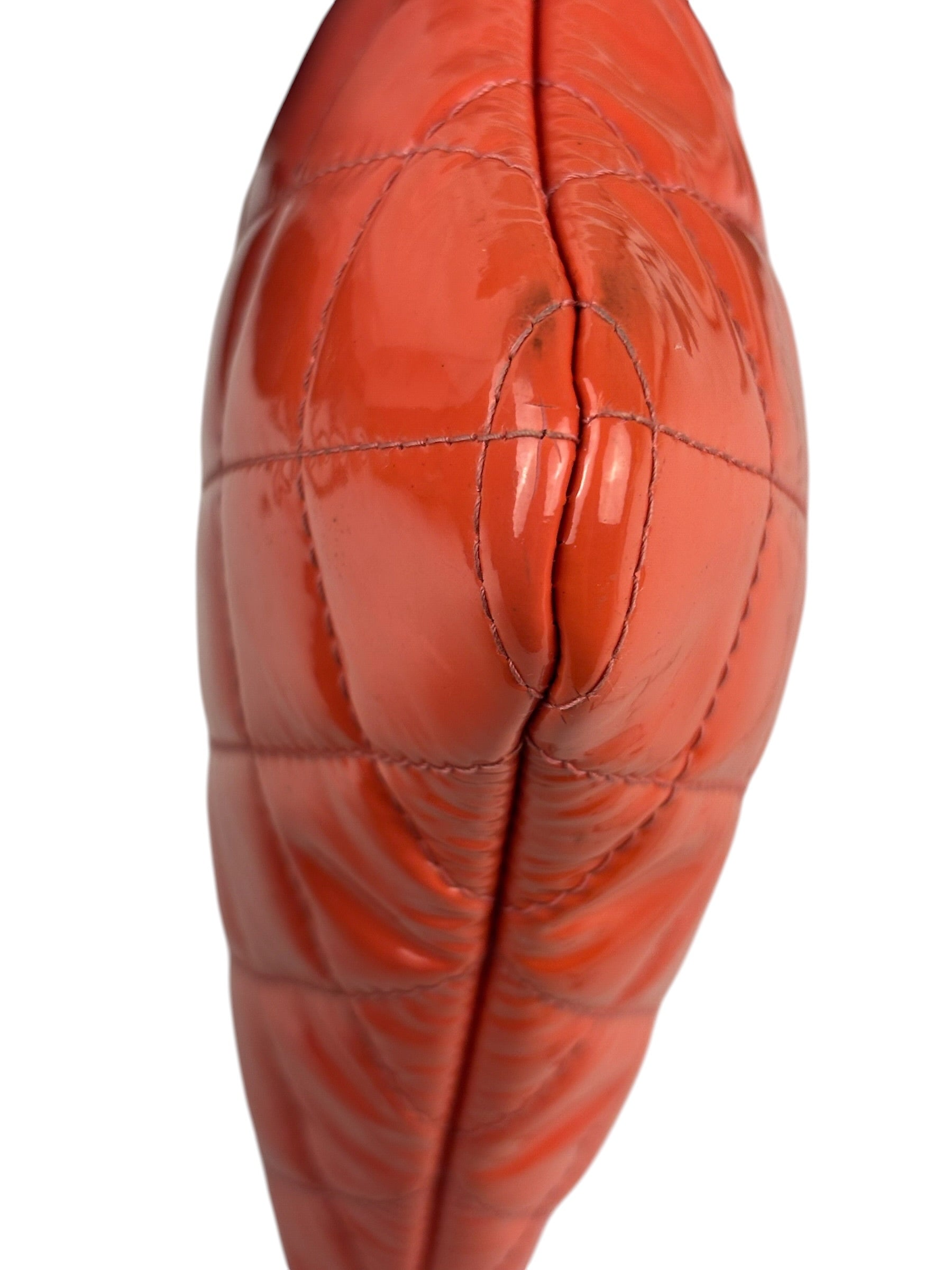 Chanel Orange Hue Quilted Patent Leather Clutch 2012