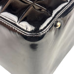 Chanel Black Leather Patent Chocolate Bar Bowler Hand Bag