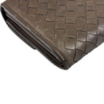 Bottega Veneta Grey Leather Intrecciato Flap Wallet
