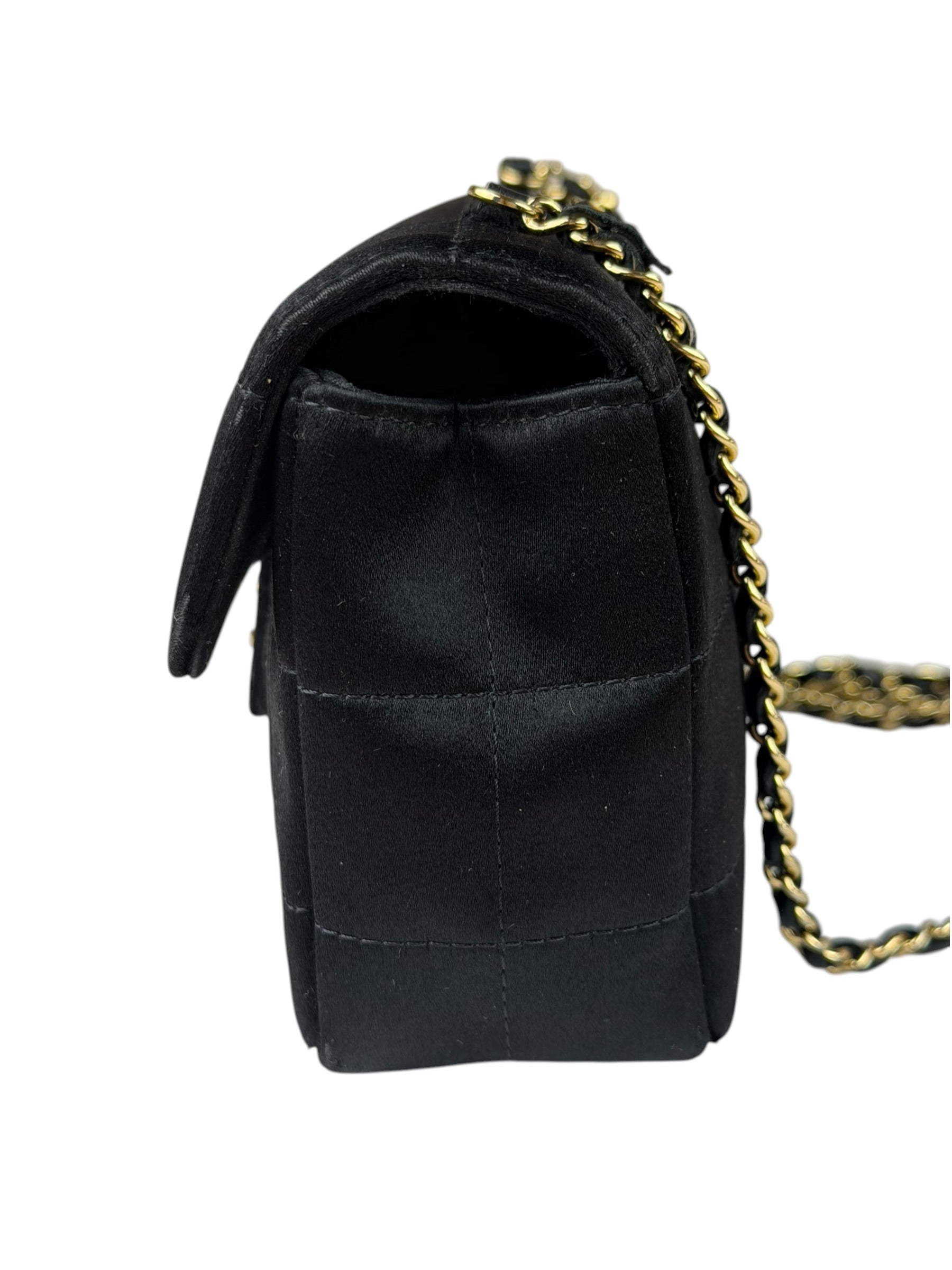 Chanel Black Satin Chocolate Bar Mini East-West Flap Bag