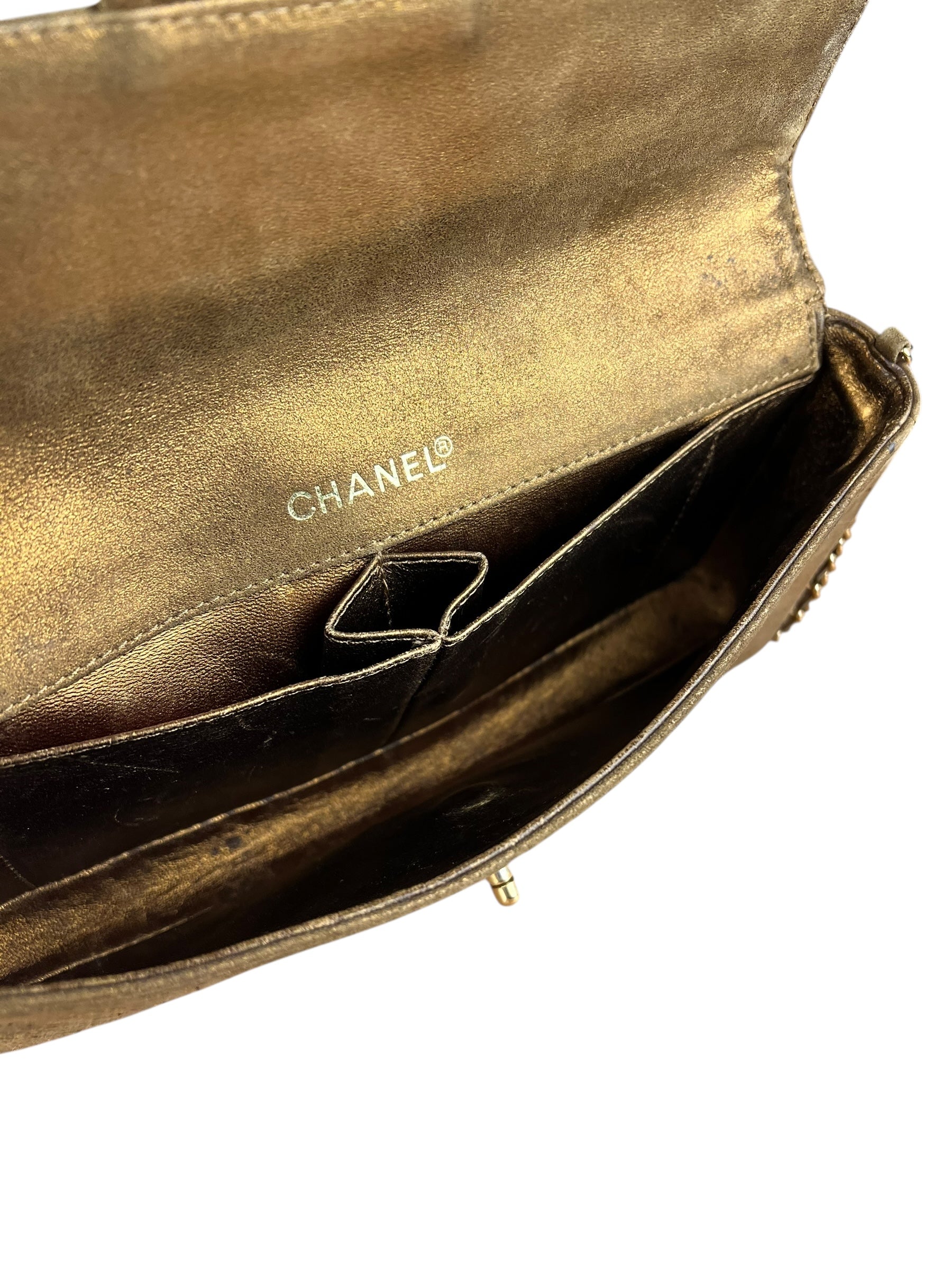 Chanel 2002 Gold Retro Tale East West Chain Flap