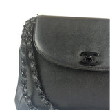 Chanel Black Pebbled Leather Curved Flap 1997