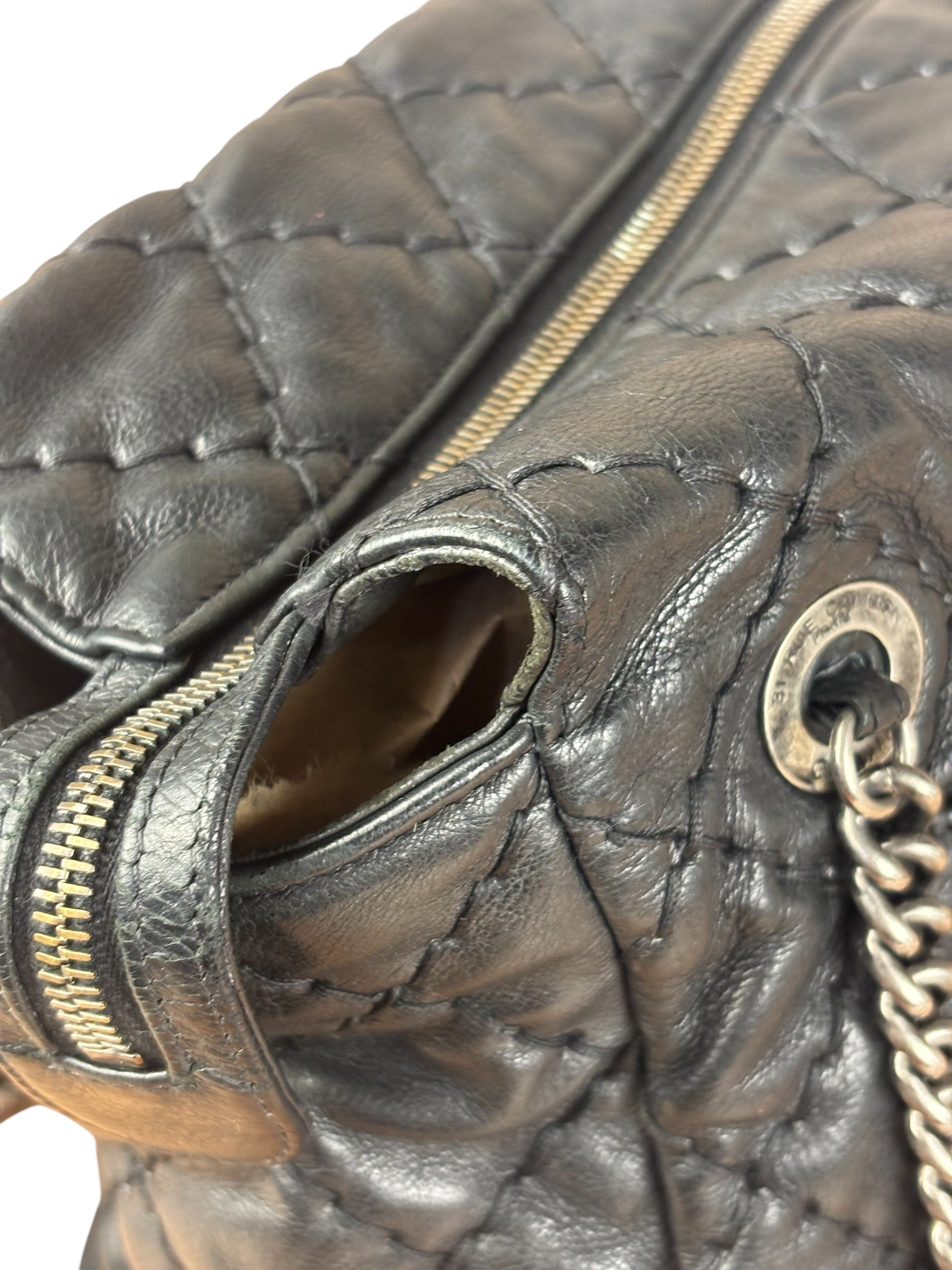 Chanel Black Leather Paris Moscow Flap/Chain Shoulder Bag 2005