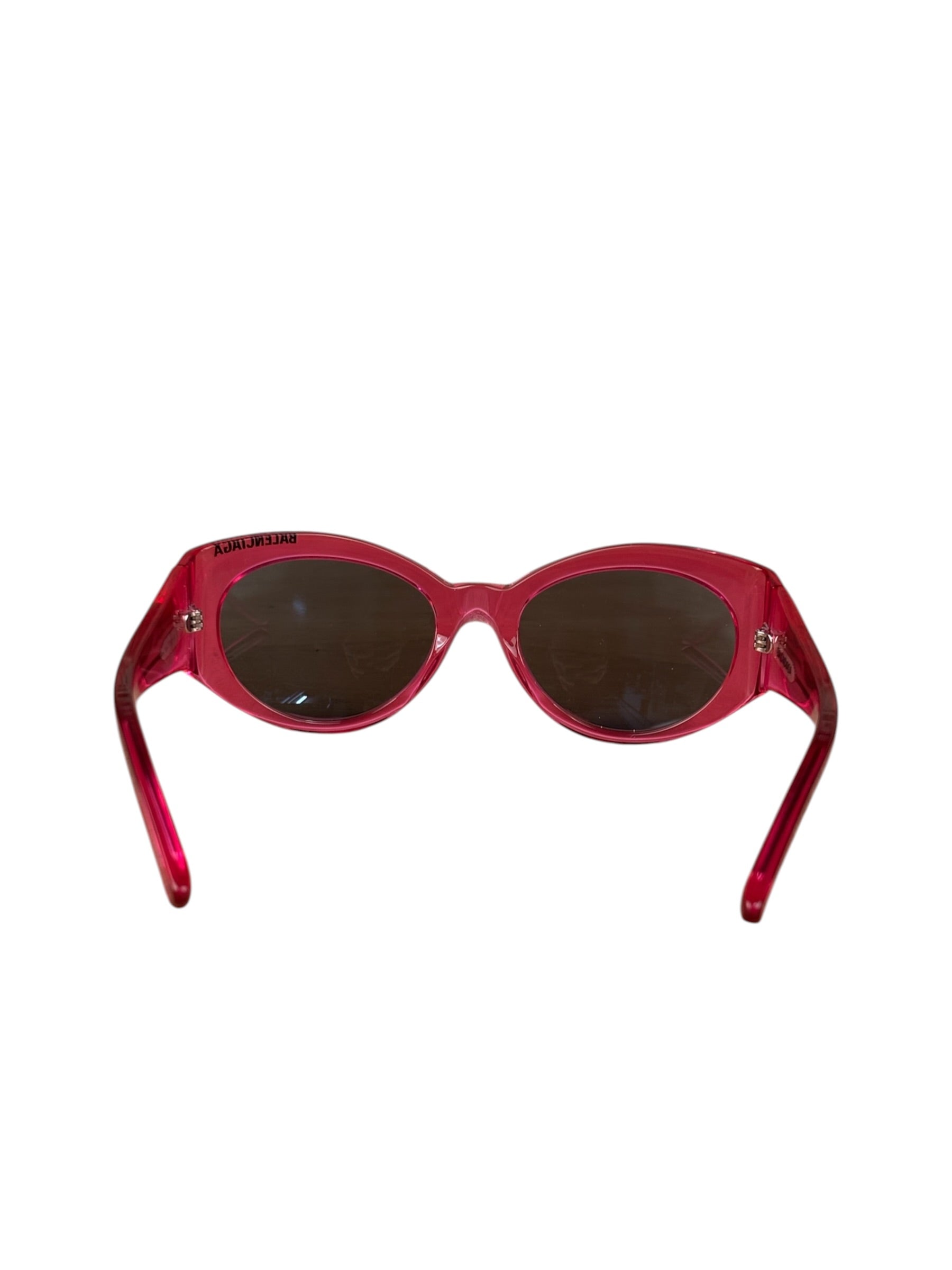 Balenciaga Shiny Transparent Fuchsia Round cat-Eye Sunglasses