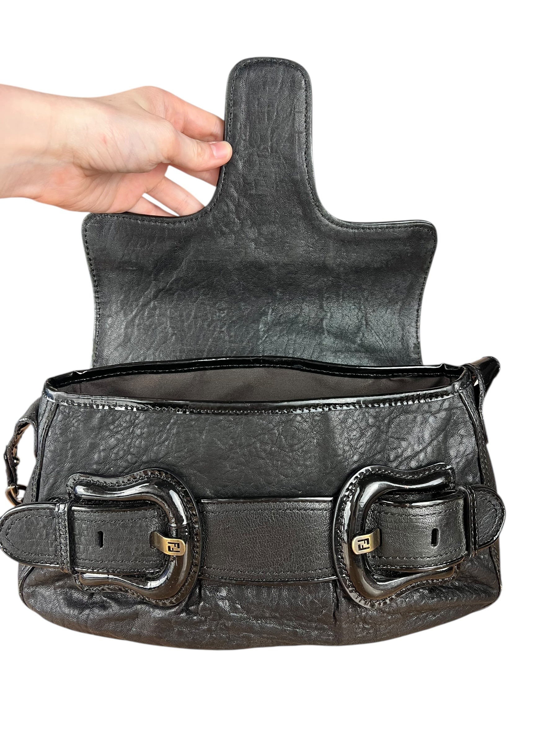 Fendi B Biz Black Leather Shoulder Bag