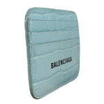 Balenciaga Blue Croc Embossed Cardholder
