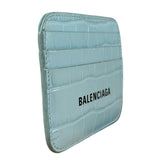 Balenciaga Blue Croc Embossed Cardholder