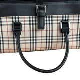 Burberry Vintage Leather Trim House Check Top Handle Bag