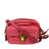 Prada Pink Leather Trim/Synthetic Tessuto Camera Bag