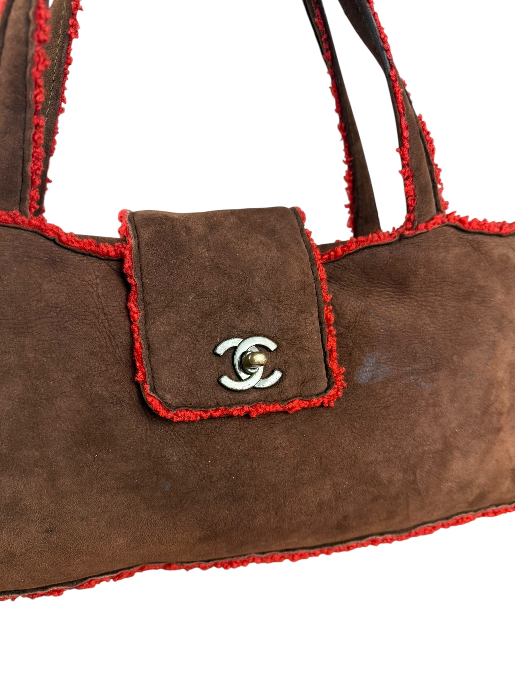 Chanel 1998 Coco Mark Brown Suede Handbag