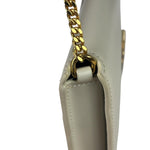 YSL Beige Leather Cassandre Flap Phone Holder