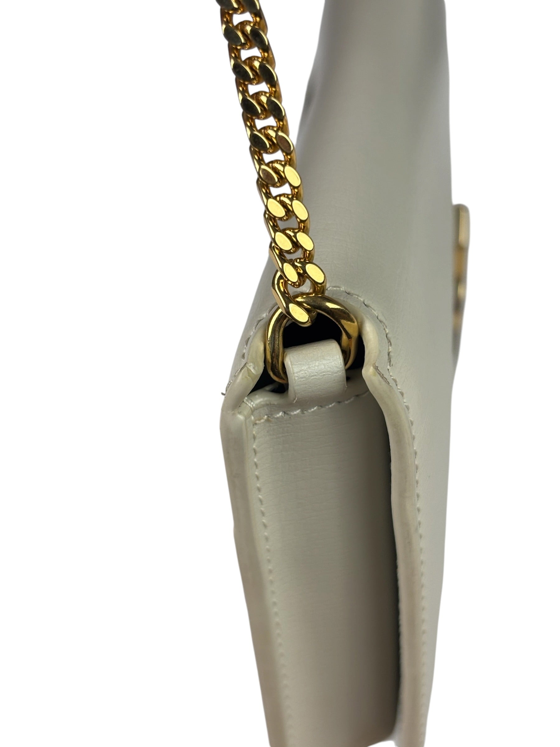 YSL Beige Leather Cassandre Flap Phone Holder