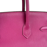 Hermes 2013 Plum Clemence Leather Palladium Birkin 35