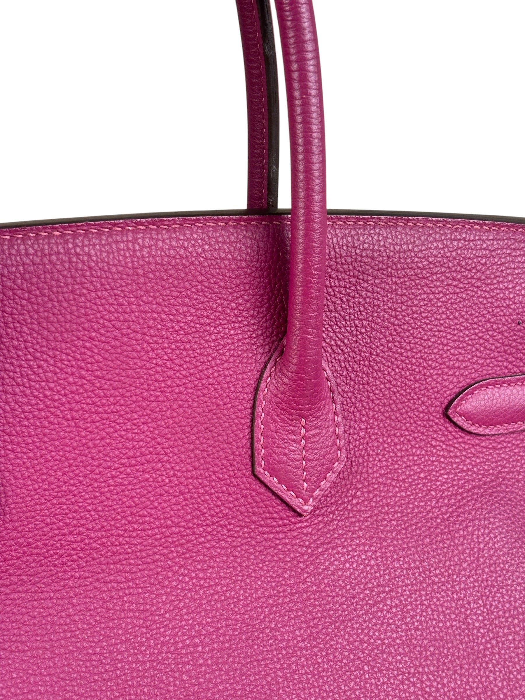 Hermes 2013 Plum Clemence Leather Palladium Birkin 35