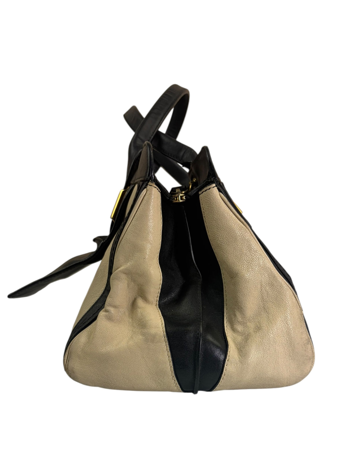 Chloe Black/Cream Leather Alice Top Handle Bag