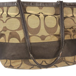Coach Brown Leather Trim Signature Canvas Tote Bag