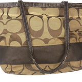 Coach Brown Leather Trim Signature Canvas Tote Bag