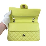Chanel Yellow Neon Quilted Leather Classic Double Flap Bag 2010