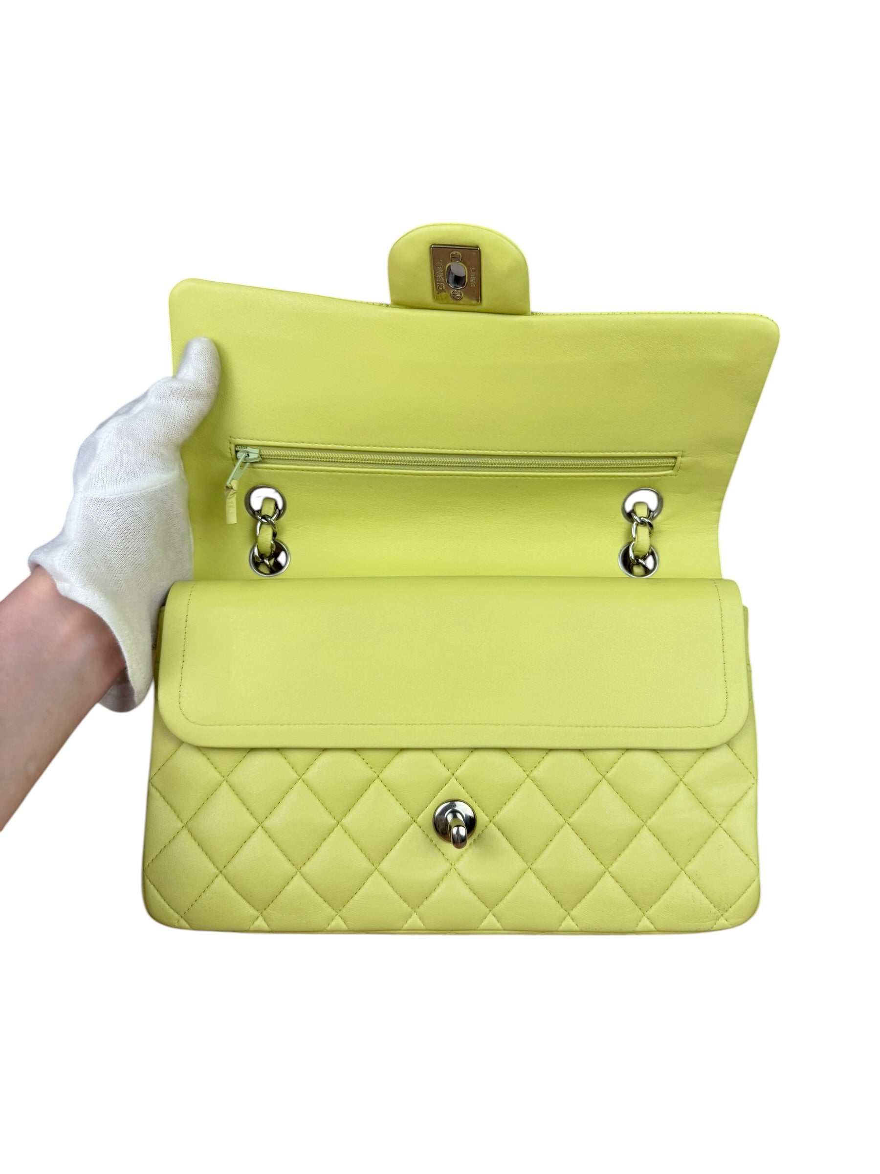 Chanel Yellow Neon Quilted Leather Classic Double Flap Bag 2010
