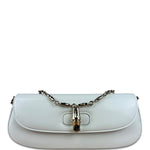 Gucci White Leather Bamboo Night Small Clutch/Pochette