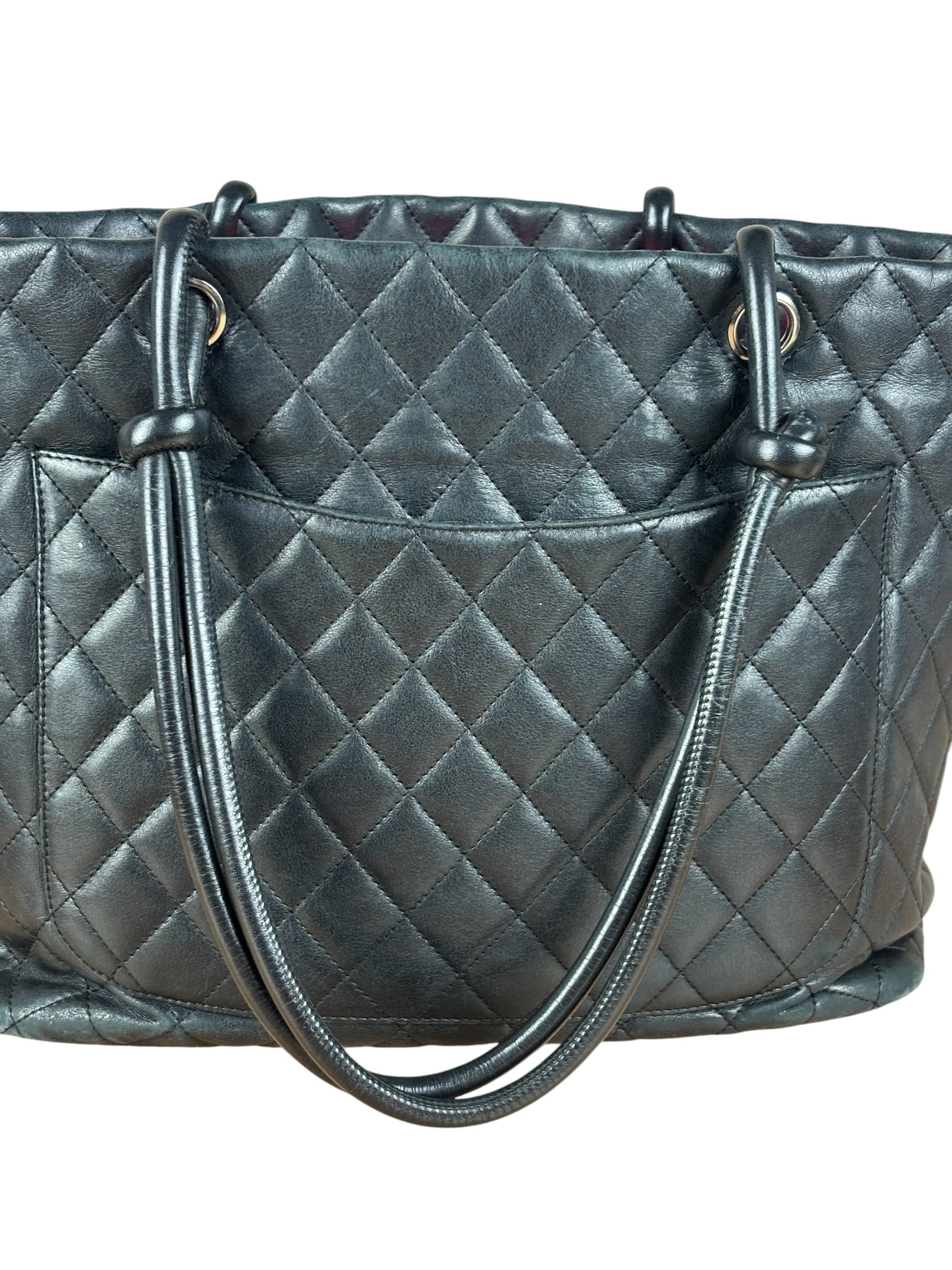 Chanel Black Leather Cambon Ligne large Tote Shoulder Bag 2004