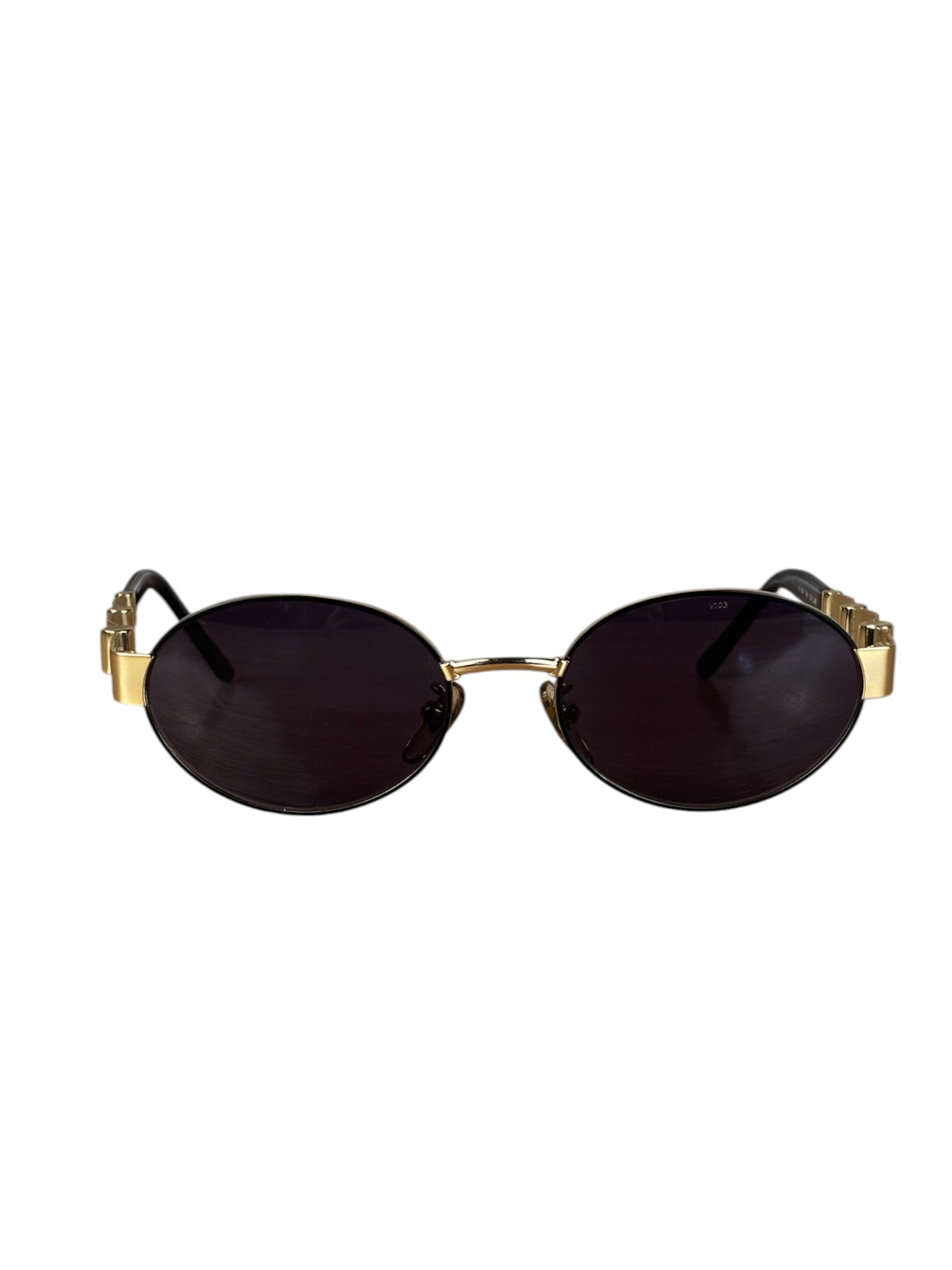 Fendi Gold/Black Oval Sunglasses