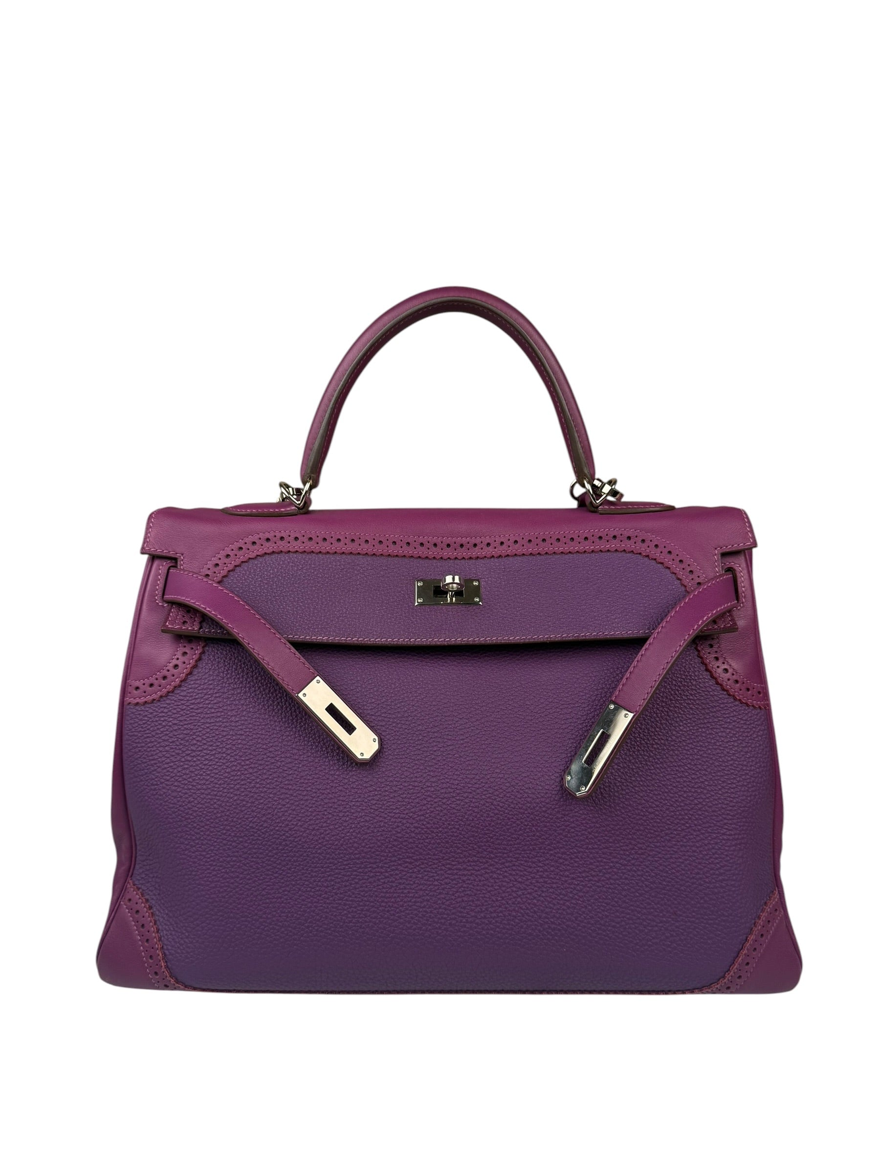 Hermes Kelly 35 Purple Ghillies Swift Togo Leather Handbag 2015