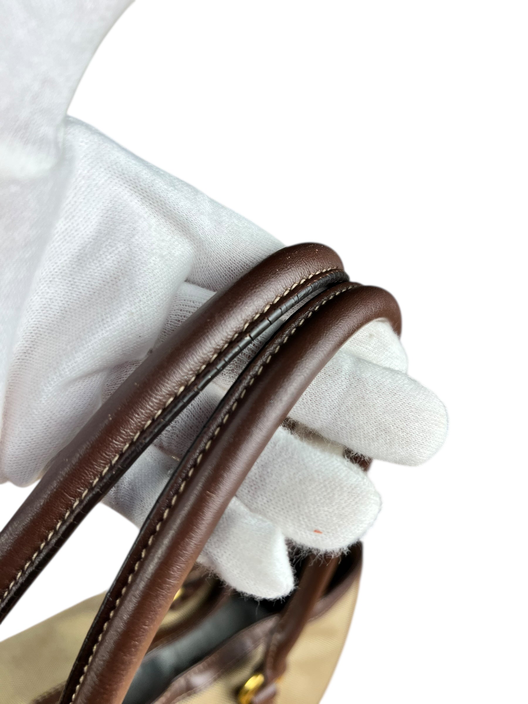 Prada Vintage Jacquard Logo Tote Brown