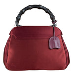 Gucci Burgundy Satin Bamboo Top Handle Bag