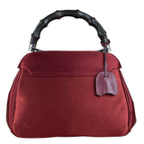 Gucci Burgundy Satin Bamboo Top Handle Bag