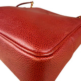 Chanel Red Caviar Leather CC Logo Tote Bag