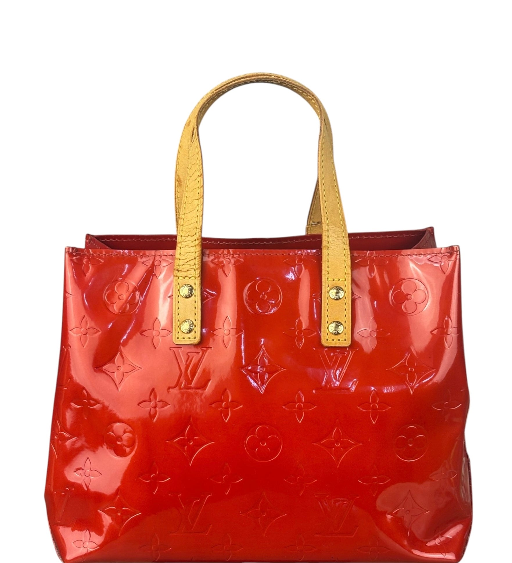 Louis Vuitton Red Canvas Monogram Vernis Hand Bag