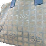 Chanel Light Blue Nylon/Leather Trim Travel Line Tote 2002