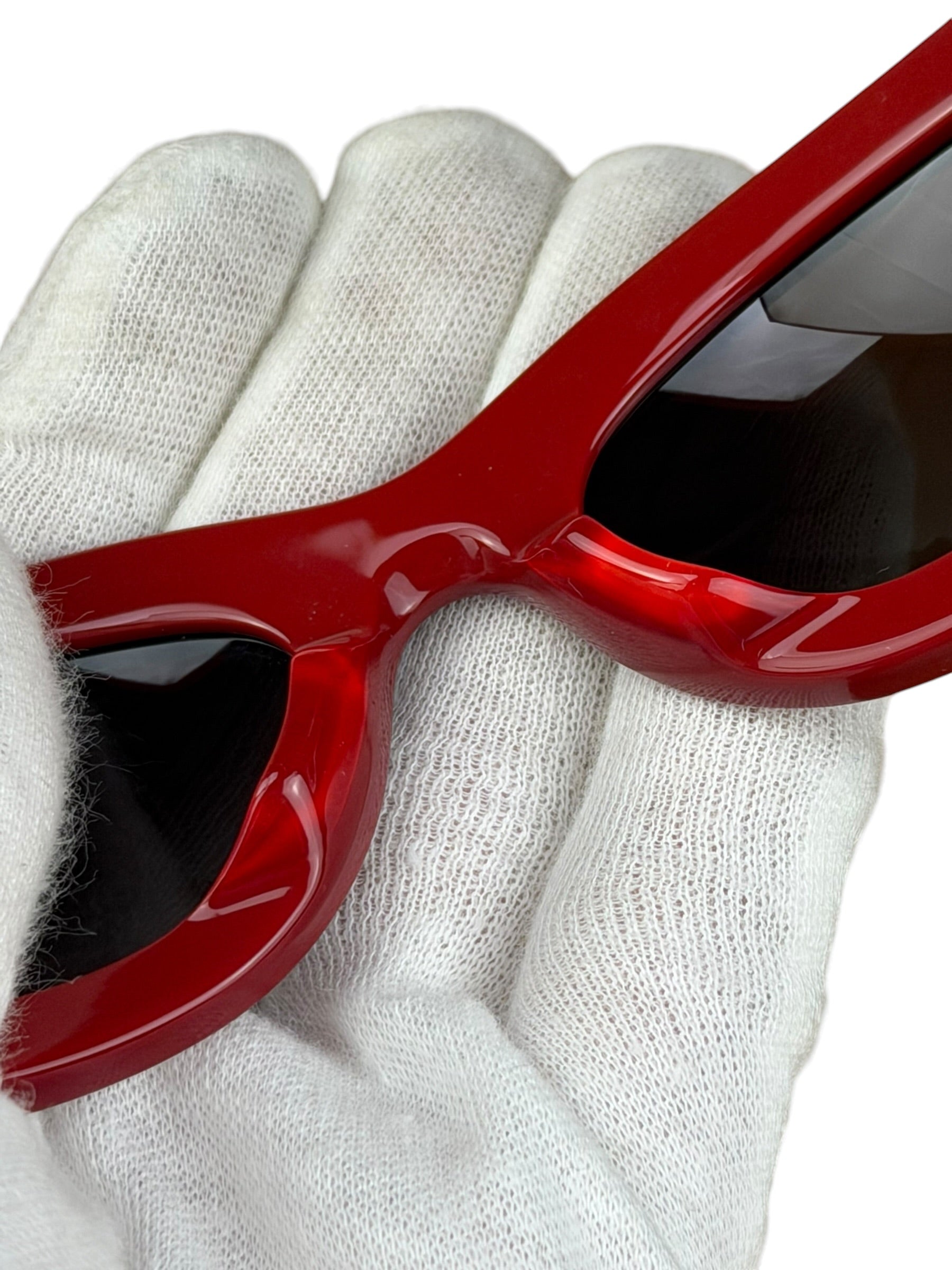 Bottega Veneta Red Shield Frame Sunglasses