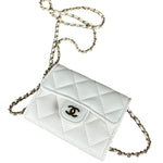 Chanel Classic Flap Card Holder on Chain Quilted Caviar Black